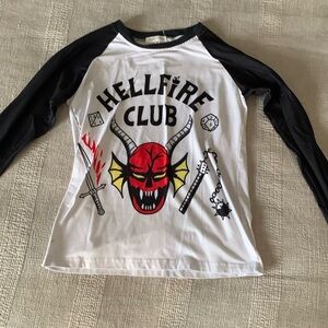 Kids size 150 Stranger Things Hellfire Club long sleeve t shirt good condition